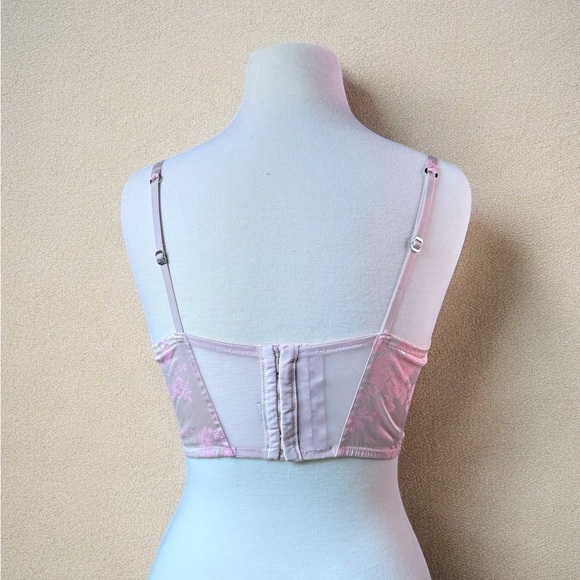 Victoria's Secret Pink Satin Floral Bustier|Corset Top Size 36C - Picture 3 of 5